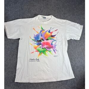 Vintage 90s Noah's Ark Wisconsin Dells Fish Graphic T Shirt Mens XL White USA